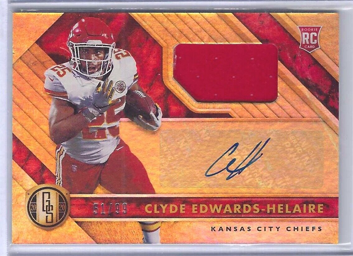 CLYDE EDWARDS-HELAIRE 2020 PANINI GOLD STANDARD ROOKIE PATCH AUTO RC #D 51/99