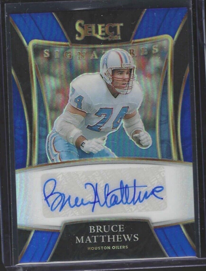 BRUCE MATTHEWS 2021 PANINI SELECT BLUE PRIZM AUTO #D 59/99