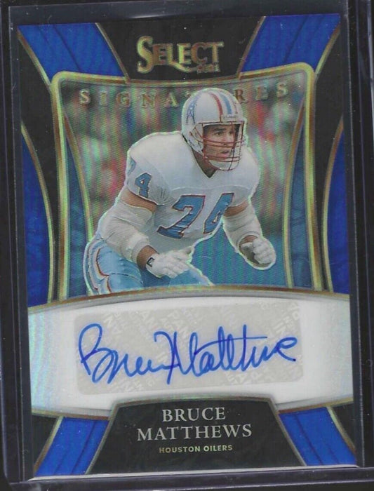BRUCE MATTHEWS 2021 PANINI SELECT BLUE PRIZM AUTO #D 59/99