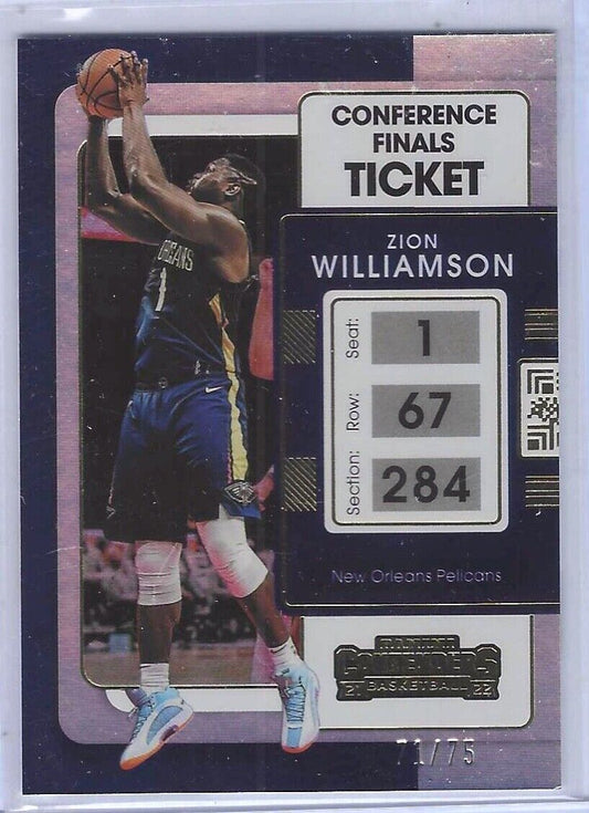 ZION WILLIAMSON 2021-22 PANINI CONTENDERS CONFERENCE FINALS TICKET #D 71/75
