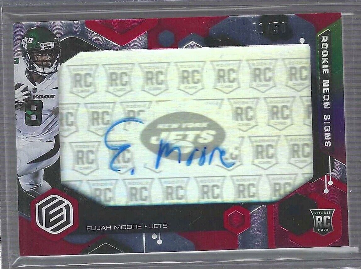 ELIJAH MOORE 2021 PANINI ELEMENTS RED FOIL ROOKIE NEON SIGNS AUTO RC #D 41/50