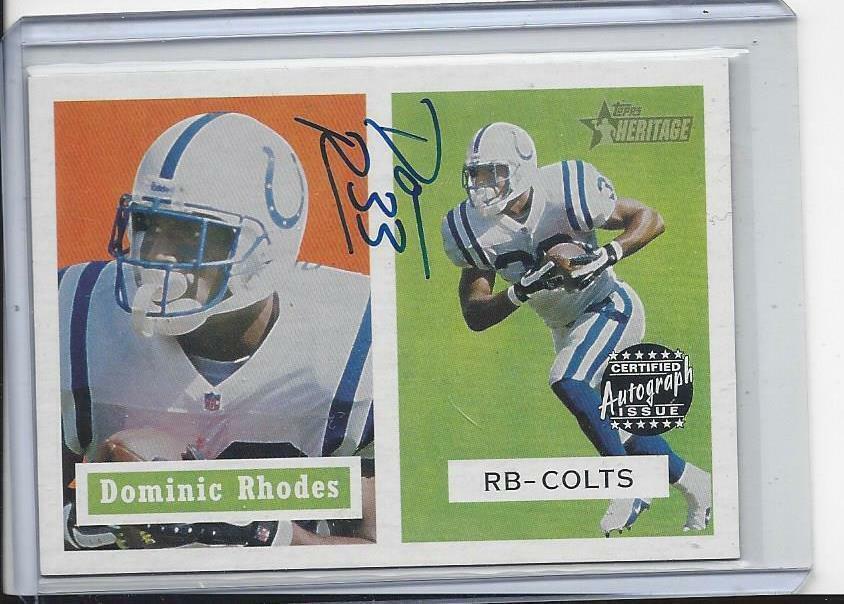 DOMINIC RHODES 2002 TOPPS HERITAGE REAL ONES ON CARD RARE COLTS AUTO