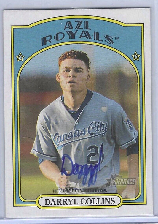 DARRYL COLLINS 2021 TOPPS HERITAGE MINORS BLUE INK PROSPECT AUTO #ROA-DC