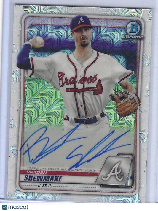 BRADEN SHEWMAKE 2020 BOWMAN CHROME MEGA BOX REFRACTOR ON CARD AUTO PROSPECT