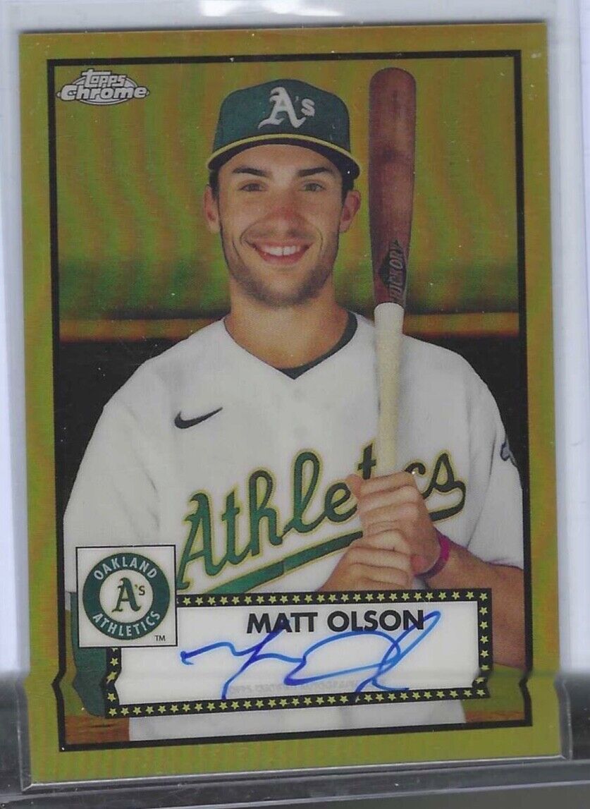 MATT OLSON 2021 TOPPS CHROME PLATINUM ANNIV GOLD REFRACTOR ON CARD AUTO #D 44/50