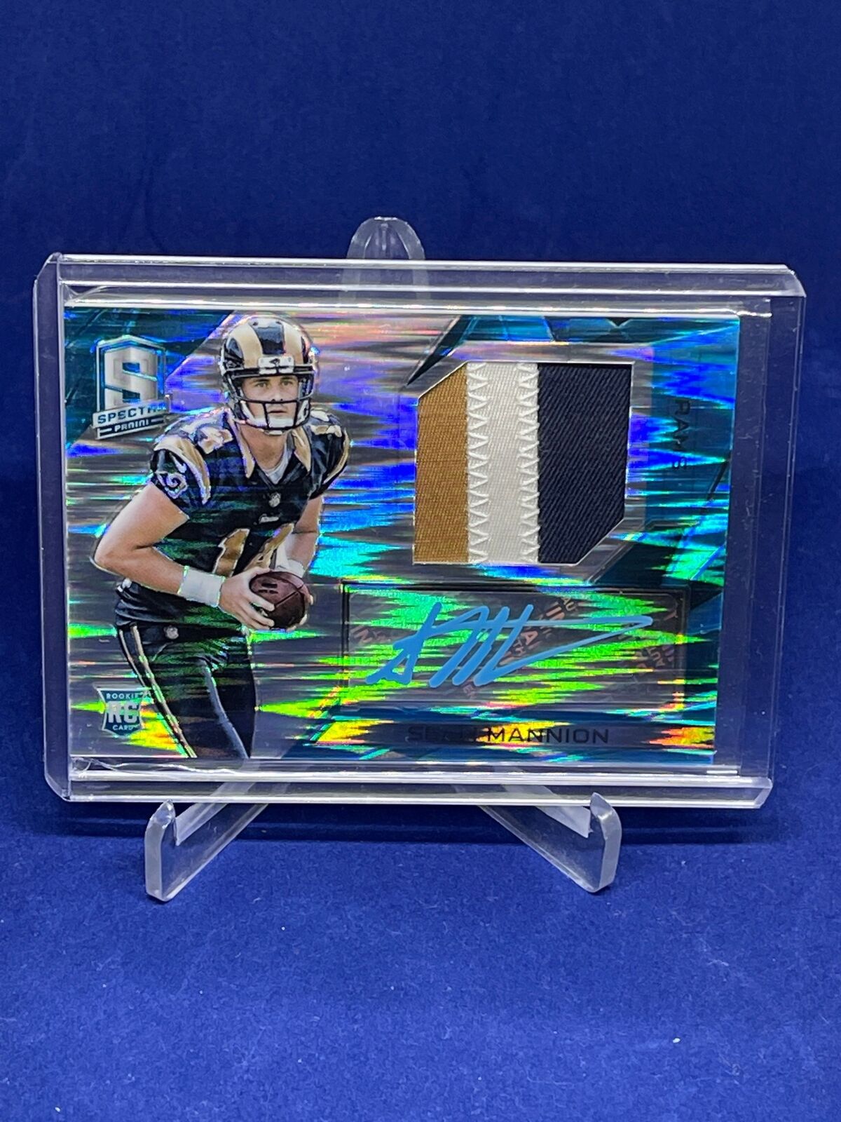 SEAN MANNION 2015 PANINI SPECTRA BLUE PRIZM PATCH AUTO ROOKIE RC #D 49/50