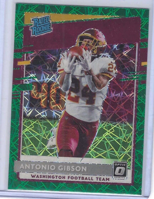 ANTONIO GIBSON 2020 PANINI DONRUSS OPTIC GREEN LAZER RATED ROOKIE SP RC #185