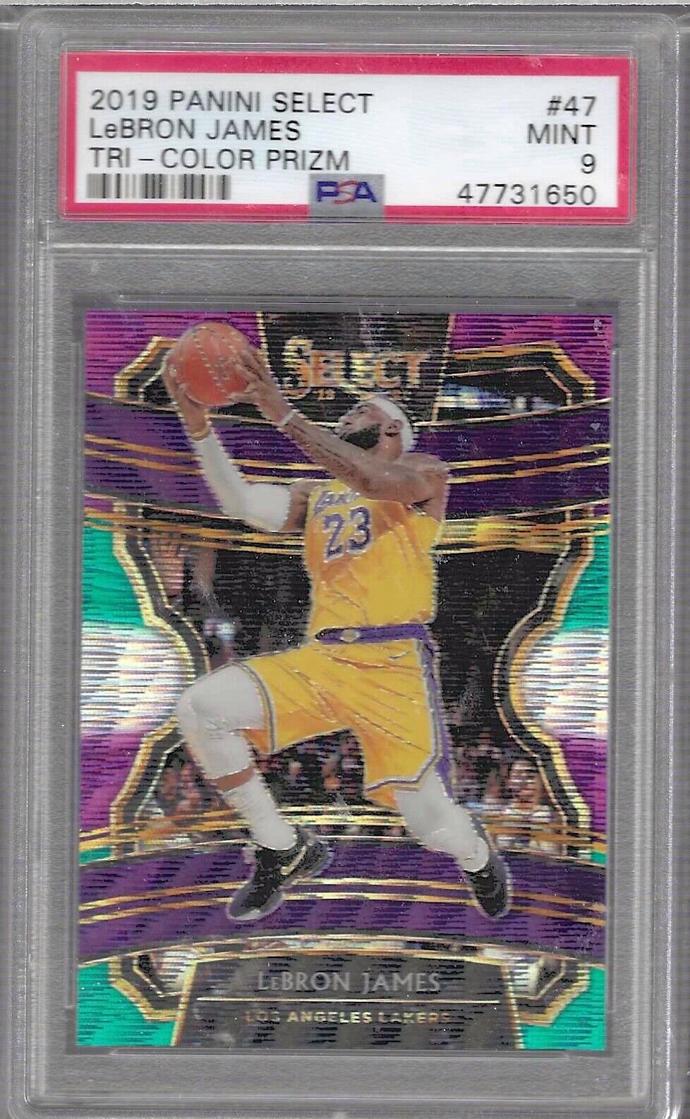 LEBRON JAMES 2019 PANINI SELECT TRI-COLOR PRIZM PSA 9 MINT