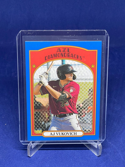 AJ VUKOVICH 2021 TOPPS HERITAGE MINORS BLUE PROSPECT #D 69/99