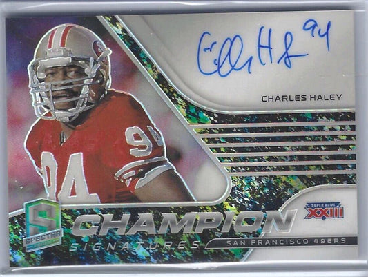 CHARLES HALEY 2021 PANINI SPECTRA NEON SPLATTER CHAMPION SIGNATURES AUTO #D 4/8