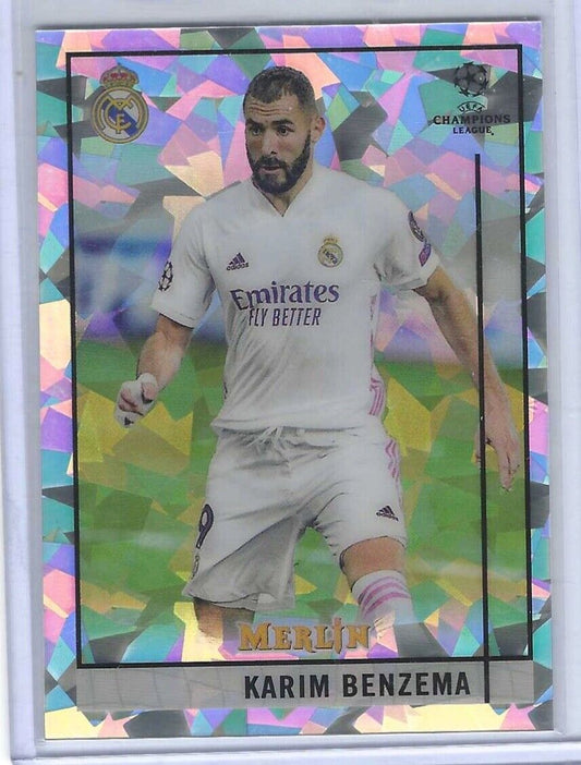 KARIM BENZEMA 2020-21 TOPPS MERLIN ATOMIC CRACKED ICE REFRACTOR #D 177/250