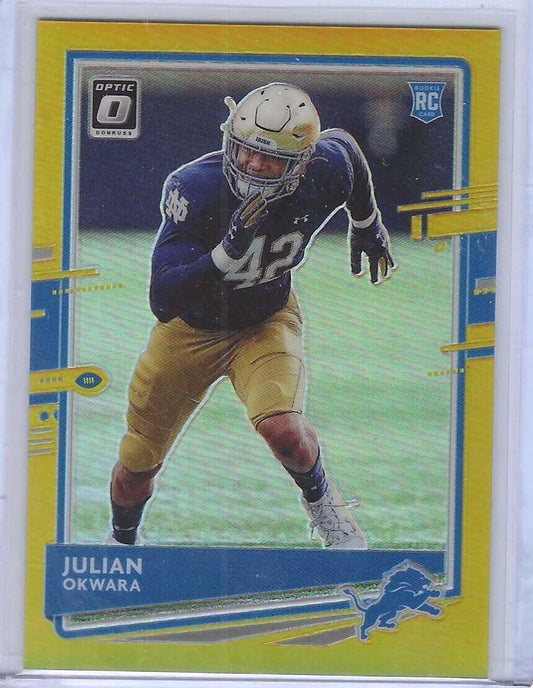 JULIAN OKWARA 2020 PANINI DONRUSS OPTIC GOLD HOLO ROOKIE RC #D 01/10