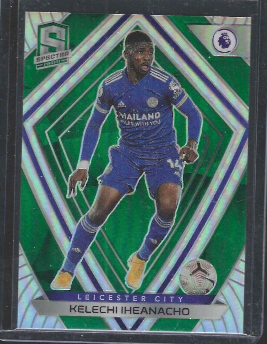 KELECHI IHEANACHO 2020-21 PANINI CHRONICLES SPECTRA GREEN PRIZM #D 1/5