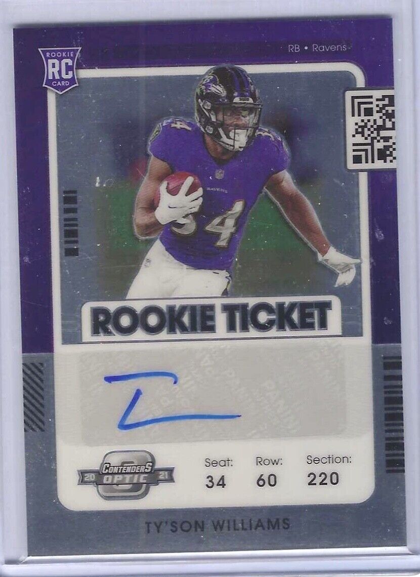 TY'SON WILLIAMS 2021 PANINI OPTIC CONTENDERS ROOKIE TICKET AUTO RC #192