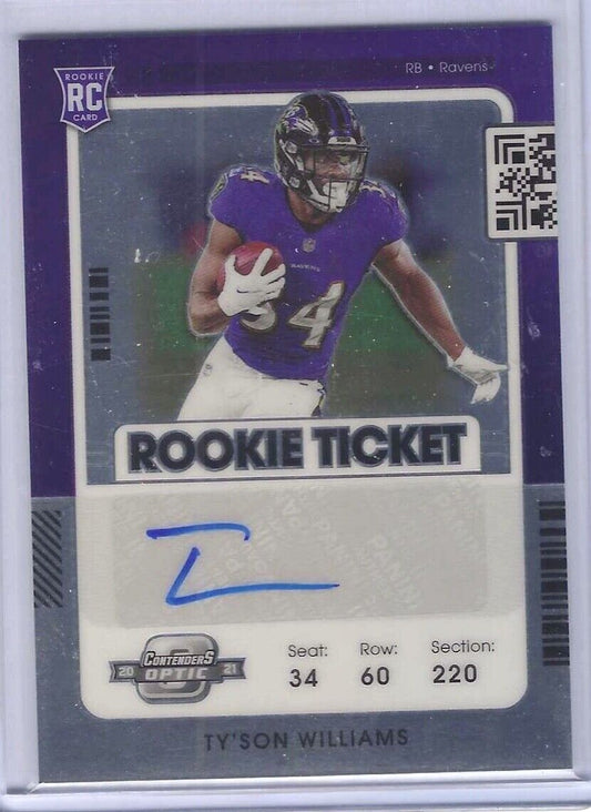 TY'SON WILLIAMS 2021 PANINI OPTIC CONTENDERS ROOKIE TICKET AUTO RC #192
