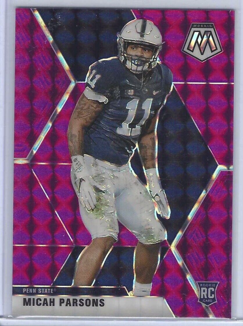 MICAH PARSONS 2021 PANINI MOSAIC DRAFT PICKS PURPLE PRIZM RC #D 35/49