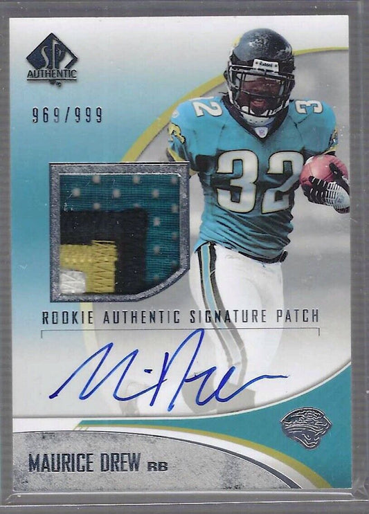 MAURICE DREW 2006 SP AUTHENTIC RPA TRUE 4 COLOR ROOKIE PATCH AUTO RC #D 969/999
