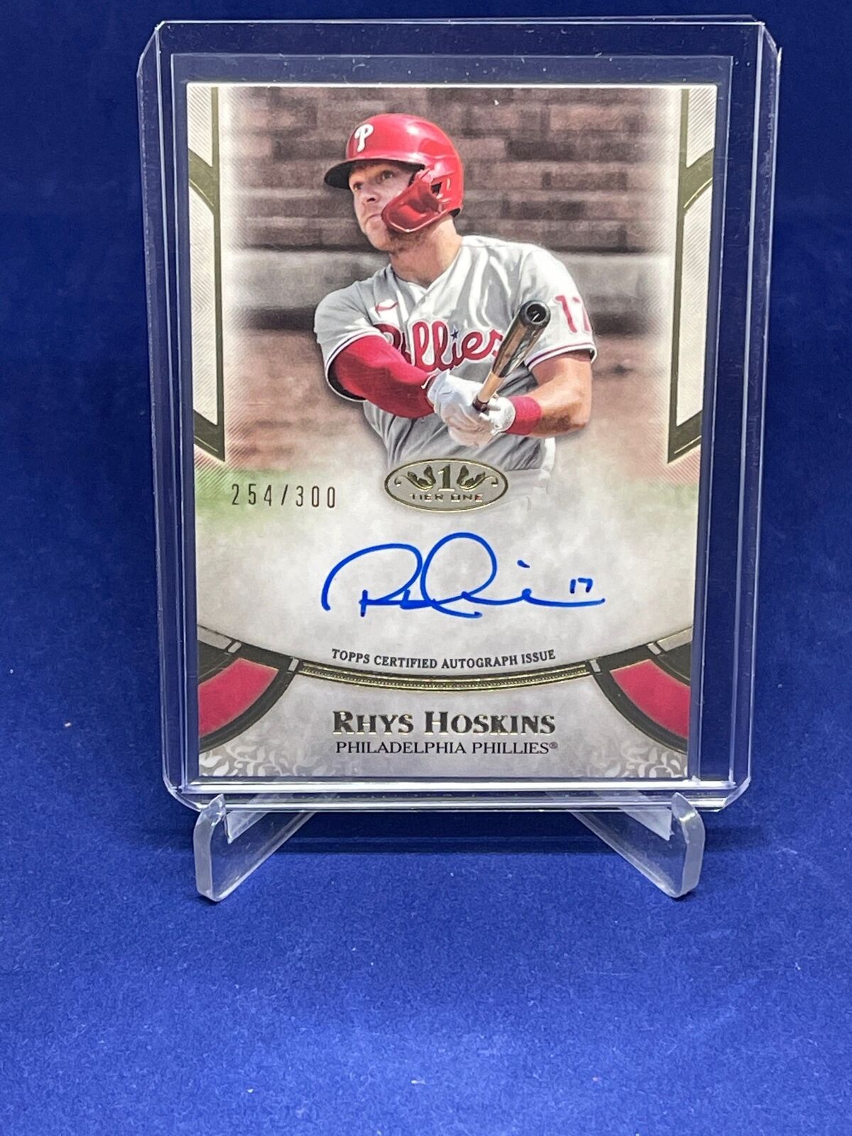 RHYS HOSKINS 2021 TOPPS TIER ONE ON CARD AUTO #D 254/300