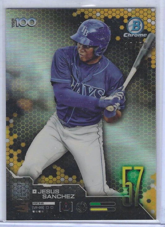 JESUS SANCHEZ 2019 BOWMAN CHROME GOLD REFRACTOR TOP 100 INSERT #D 10/50