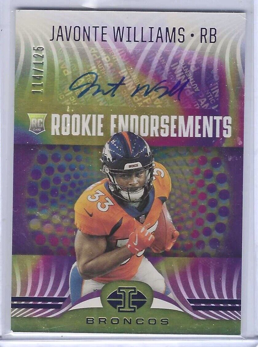 JAVONTE WILLIAMS 2021 PANINI ILLUSIONS ROOKIE ENDORSEMENTS AUTO RC #D 114/125