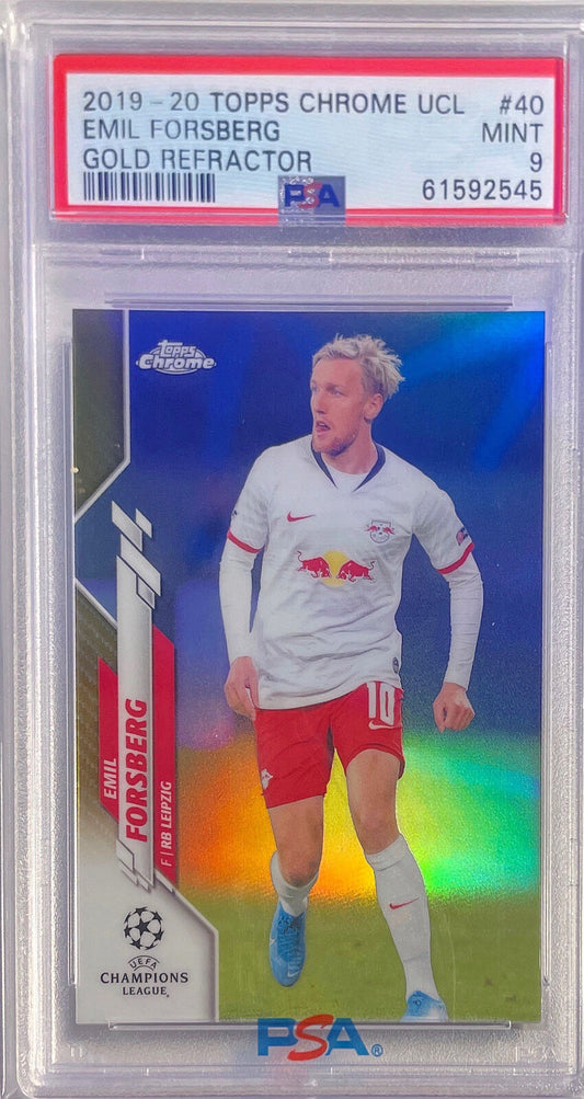 EMIL FORSBERG 2019-20 TOPPS CHROME UCL GOLD REFRACTOR #D 4/50 PSA 9 MINT POP 1/1