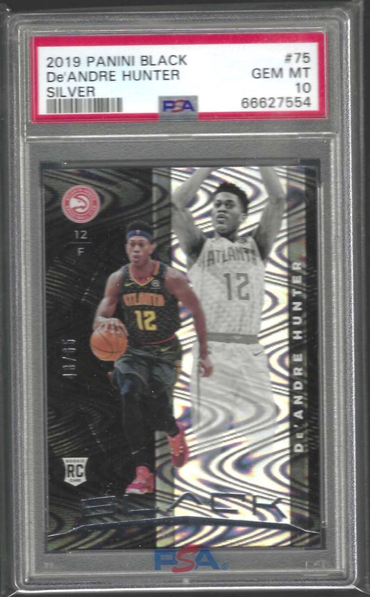 DEANDRE HUNTER 2019-20 PANINI BLACK SILVER WAVE RC /65 PSA 10 GEM MINT POP 1/1