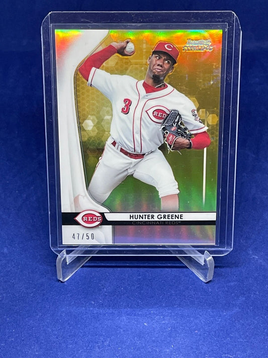 HUNTER GREENE 2020 BOWMAN STERLING GOLD REFRACTOR PROSPECT #D 47/50