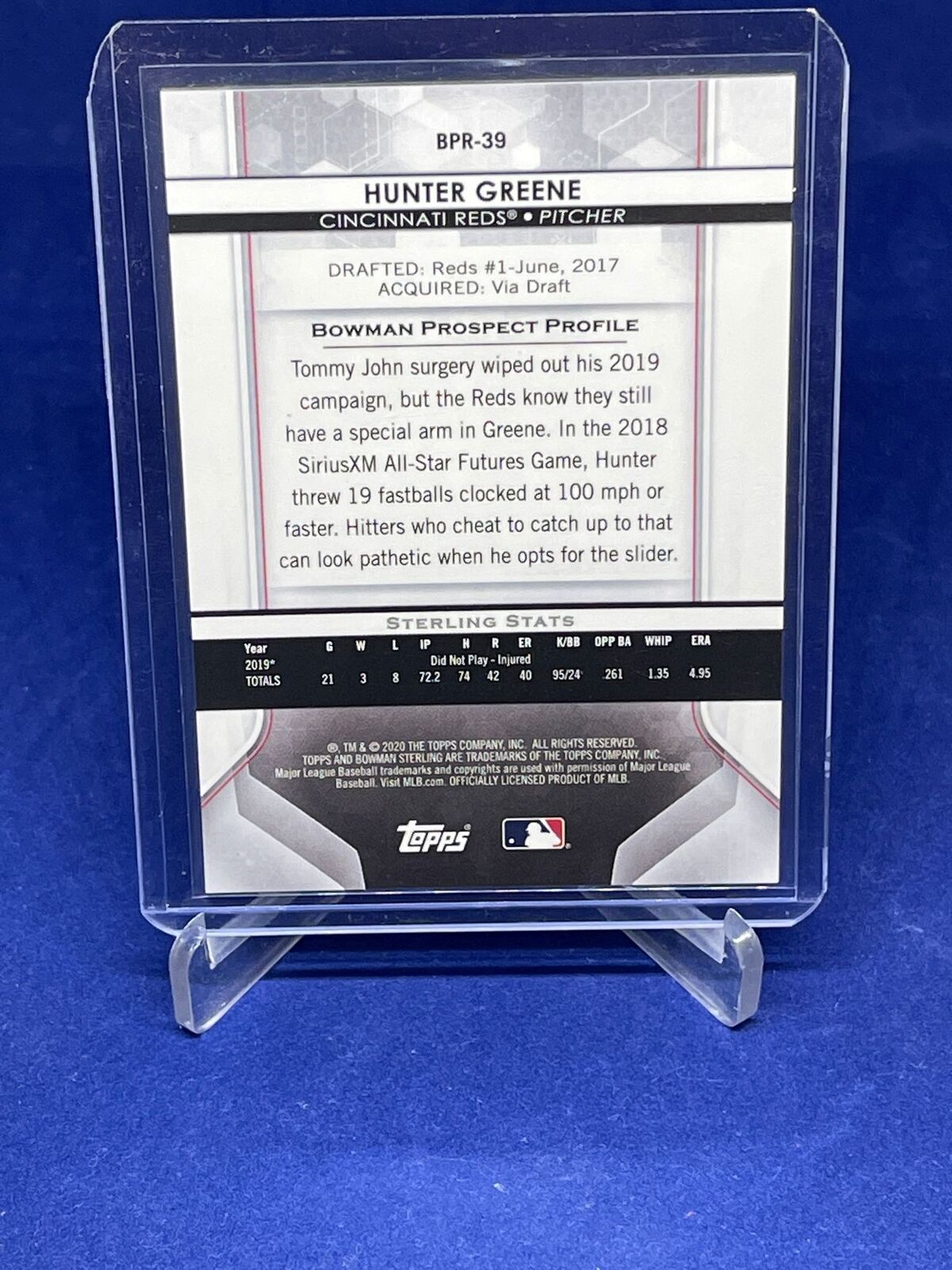 HUNTER GREENE 2020 BOWMAN STERLING GOLD REFRACTOR PROSPECT #D 47/50