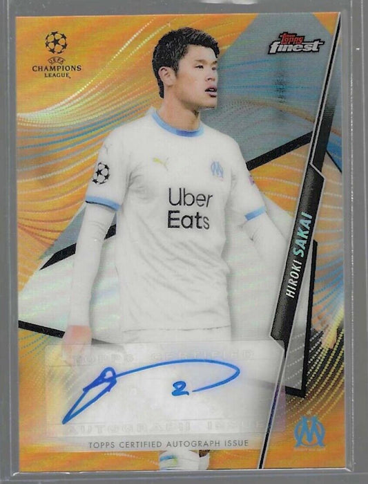 HIROKI SAKAI 2020-21 TOPPS FINEST UCL ORANGE REFRACTOR AUTO #D /25
