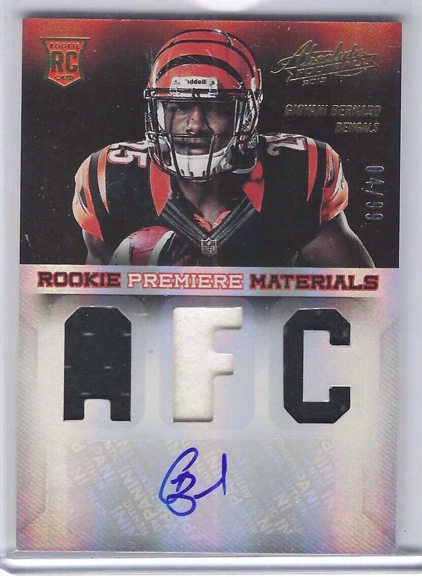GIOVANI BERNARD 2013 PANINI ABSOLUTE ROOKIE PREMIERE "AFC" PATCH AUTO RC #D /99