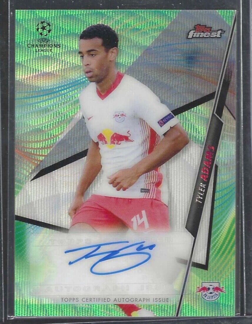 TYLER ADAMS 2020-21 TOPPS FINEST UCL GREEN WAVE REFRACTOR AUTO #D 76/99