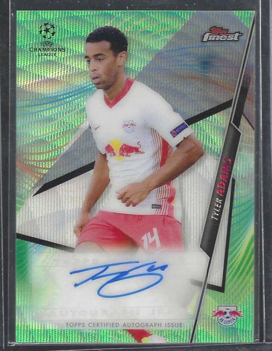 TYLER ADAMS 2020-21 TOPPS FINEST UCL GREEN WAVE REFRACTOR AUTO #D 76/99