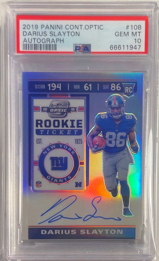 DARIUS SLAYTON 201 CONTENDERS OPTIC AUTO PRIZM RC #108 PSA 10 GEM MINT POP 10