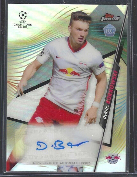 DENNIS BORKOWSKI 2020-21 TOPPS FINEST UCL SILVER REFRACTOR ROOKIE AUTO RC #FA-DB