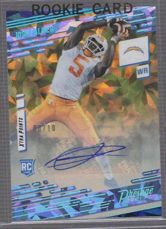 JOSH PALMER 2021 PANINI PRESTIGE CRYSTAL CRACKED ICE ROOKIE AUTO RC #D 08/10