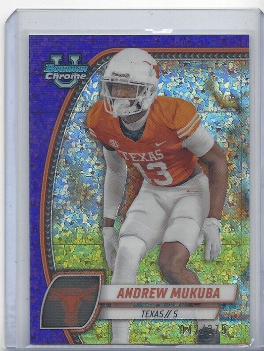 ANDREW MUKUBA 20224 BOWMAN CHROME UNIVERSITY PURPLE MINI DIAMOND REFRACTOR /375