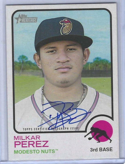 MILKAR PEREZ 2022 TOPPS HERITAGE MINOR LEAGUE PROSPECT REAL ONE AUTO #ROA-MP