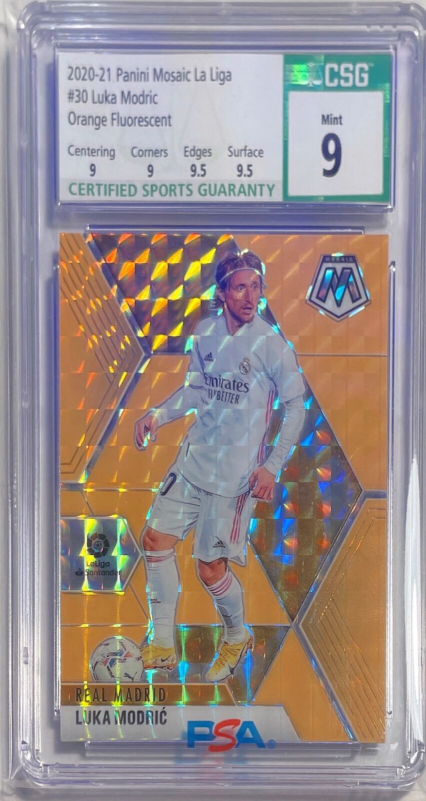 LUKA MODRIC 2020-21 MOSAIC LA LIGA ORANGE FLOURESCENT #D 15/25 CSG 9 POP 1/1