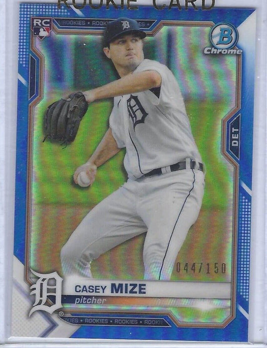 CASEY MIZE 2021 BOWMAN CHROME BLUE REFRACTOR RC #D 044/150