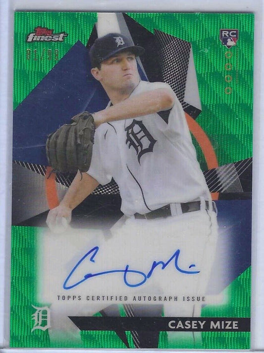 CASEY MIZE 2021 TOPPS FINEST GREEN WAVE REFRACTOR AUTO RC #D 81/99