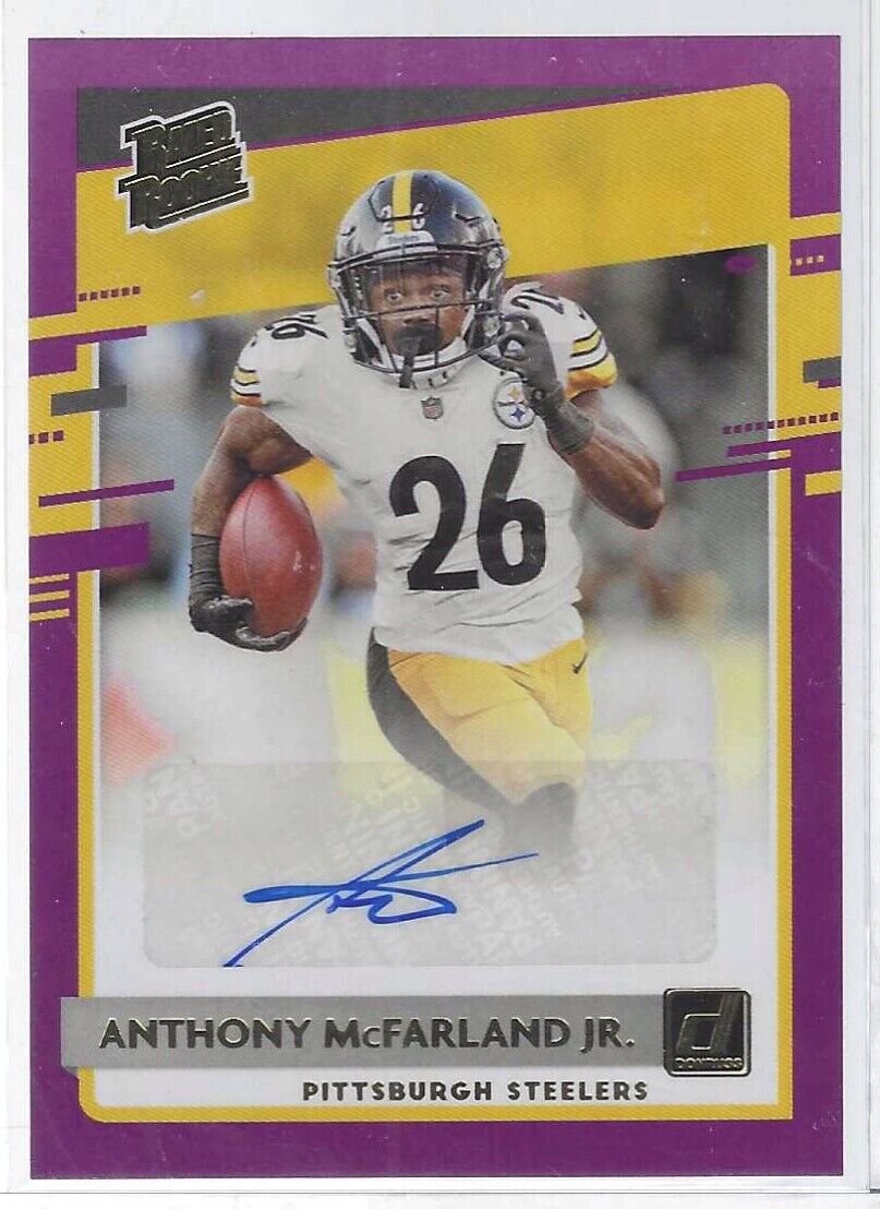 ANTHONY MCFARLAND JR 2020 PANINI DONRUSS PURPLE RATED ROOKIE AUTO RC #341