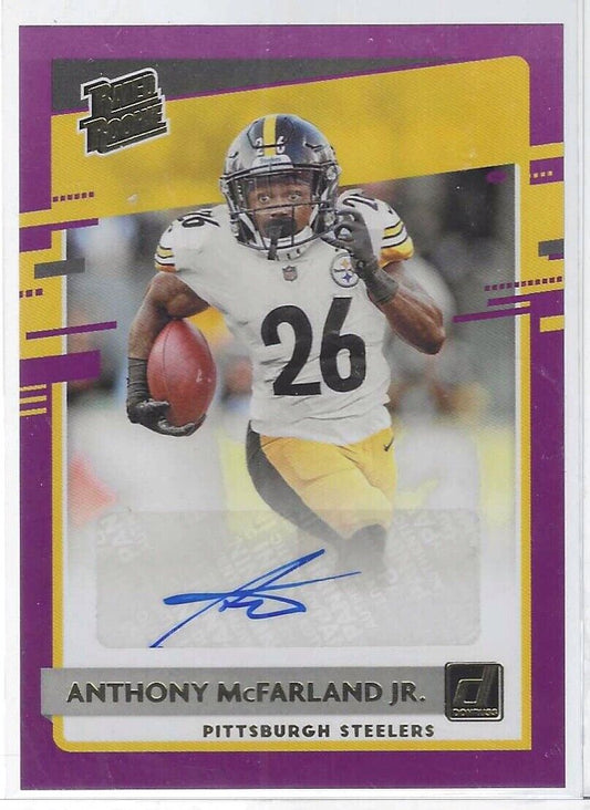ANTHONY MCFARLAND JR 2020 PANINI DONRUSS PURPLE RATED ROOKIE AUTO RC #341