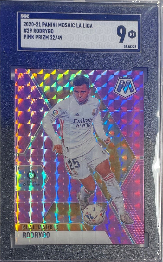 RODRYGO 2020-21 PANINI MOSAIC LA LIGA PURPLE PRIZM #D 22/49 SGC 9 MINT POP 1/1