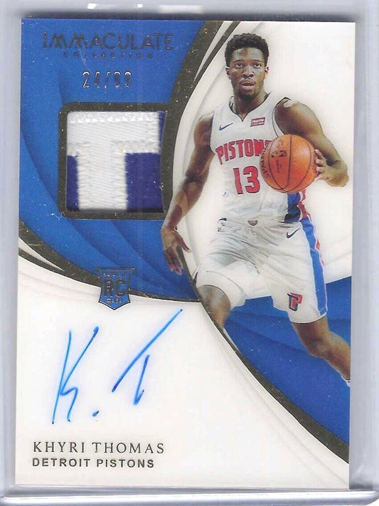 KHYRI THOMAS 2018-19 PANINI IMMACULATE RPA ROOKIE PATCH AUTO RC #D 24/99