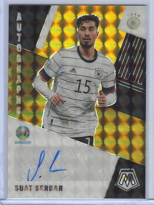 SUAT SERDAR 2020-21 PANINI MOSAIC UEFA GOLD MOSAIC PRIZM AUTO #D 02/10