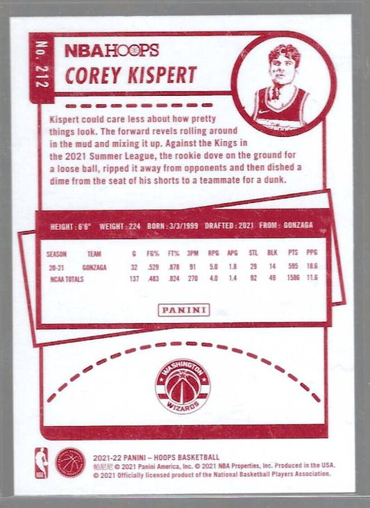 COREY KISPERT 2021-22 NBA HOOPS RED BACK SP ROOKIE RC #212