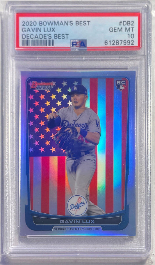 GAVIN LUX 2020 BOWMAN'S BEST DECADE'S BEST ROOKIE REFRACTOR RC PSA 10 GEM POP 12