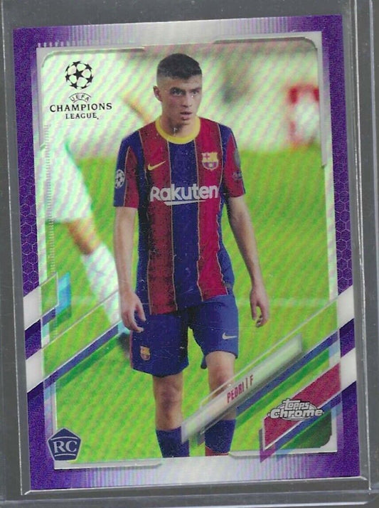 PEDRI 2020-21 TOPPS CHROME UEFA PURPLE REFRACTOR ROOKIE RC #D 177/250