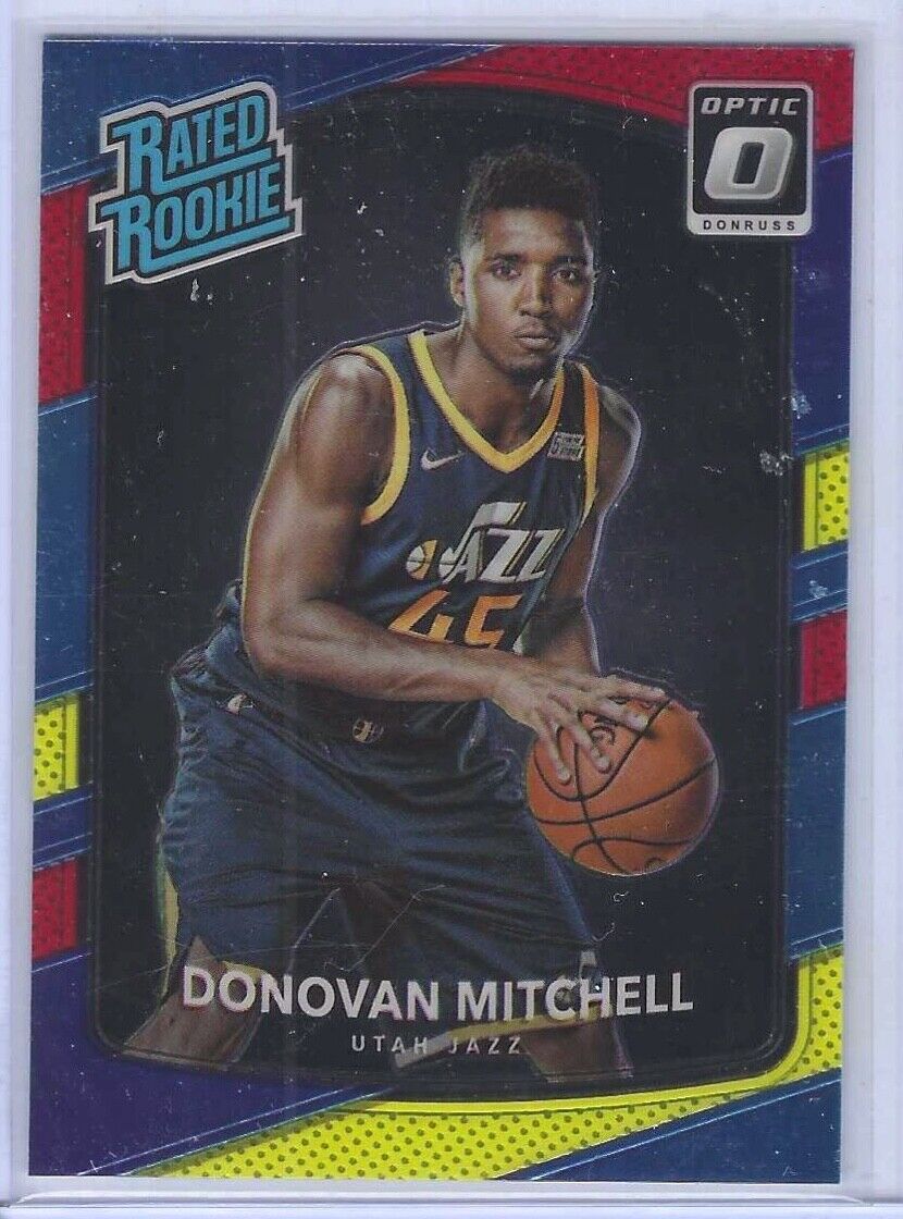 DONOVAN MITCHELL 2017-18 PANINI DONRUSS OPTIC RED YELLOW RATED ROOKIE RC #188