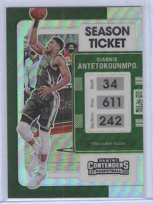 GIANNIS ANTETOKOUNMPO 2021-22 PANINI CONTENDERS SILVER PRIZM SP VARIATION #73